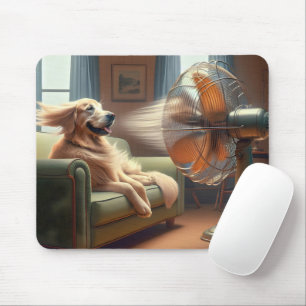 Golden Retriever sitzend vor dem Lüfter Mousepad