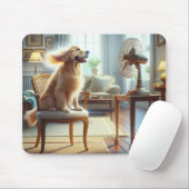 Golden Retriever sitzend vor dem Lüfter Mousepad (Mit Mouse)