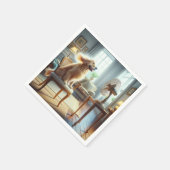 Golden Retriever sitzend vor dem Lüfter Serviette (Ecke)