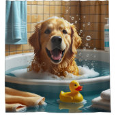 Golden Retriever Sloppy Sleepy Niedlich Funny Duschvorhang (Vorderseite)