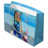 Golden retriever Snorkeler Große Geschenktüte (Rückseite Schrägansicht)