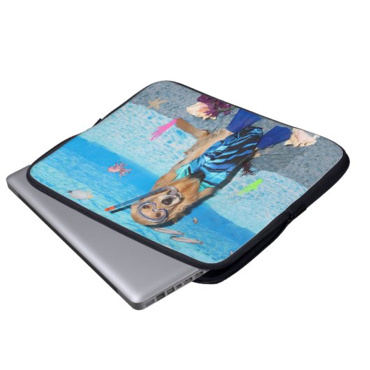 Golden retriever Snorkeler Laptopschutzhülle (Vorne Knopf)