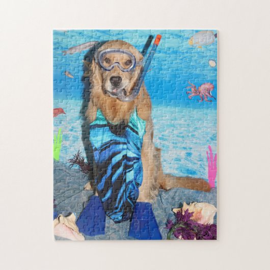 Golden retriever Snorkeler Puzzle (Vertikal)