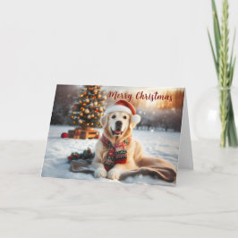 Golden Retriever Snowbaden Weihnachtskarte Feiertagskarte