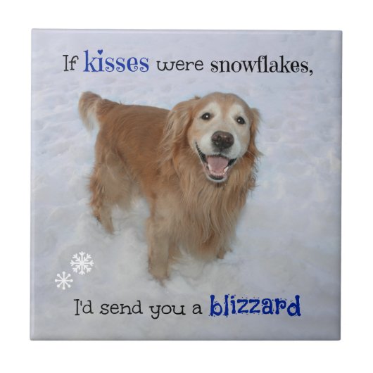 Golden Retriever Snowflake Kisses Fliese (Vorderseite)