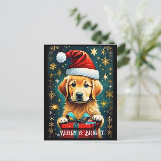 Golden Retriever Snowflakes Santa Dog Postkarte (Stehend Vorderseite)