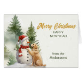 Golden Retriever Snowman Friends Weihnachten (Vorderseite (Horizontal))