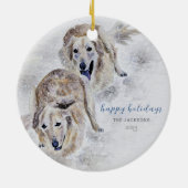 Golden Retriever Snowy Holiday Keramik Ornament (Hinten)