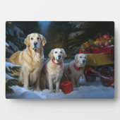 Golden Retriever Snowy Sleigh Weihnachtsdekor Fotoplatte (Vorderseite)