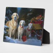 Golden Retriever Snowy Sleigh Weihnachtsdekor Fotoplatte (Seite)