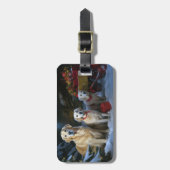 Golden Retriever Snowy Sleigh Weihnachtsdekor Gepäckanhänger (Vorderseite vertikal)