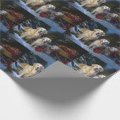 Golden Retriever Snowy Sleigh Weihnachtsdekor Geschenkpapier (Ecke)