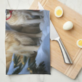 Golden Retriever Snowy Sleigh Weihnachtsdekor Geschirrtuch (Viertel Falte)