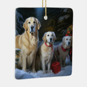 Golden Retriever Snowy Sleigh Weihnachtsdekor Keramikornament (Rechts)