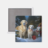 Golden Retriever Snowy Sleigh Weihnachtsdekor Magnet (Vorderseite/Rückseite)