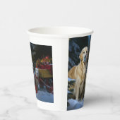 Golden Retriever Snowy Sleigh Weihnachtsdekor Pappbecher (Rechts)