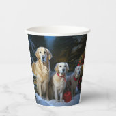 Golden Retriever Snowy Sleigh Weihnachtsdekor Pappbecher (Vorderseite)