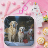 Golden Retriever Snowy Sleigh Weihnachtsdekor Pappteller (Party)