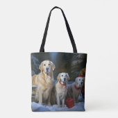 Golden Retriever Snowy Sleigh Weihnachtsdekor Tasche (Rückseite)