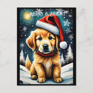 Golden Retriever Snowy Weihnachten Weihnachtsfeier Postkarte