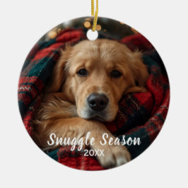 Golden Retriever Snugggle Season Keramik Ornament