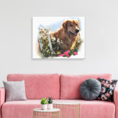Golden Retriever Sommergarten Leinwanddruck (Insitu (Wohnzimmer))