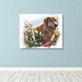 Golden Retriever Sommergarten Leinwanddruck (Insitu (Holzboden))