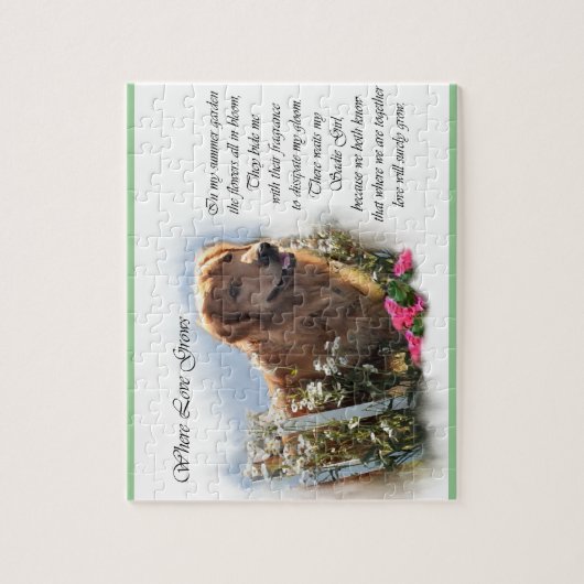 Golden Retriever Sommergarten Puzzle (Vertikal)