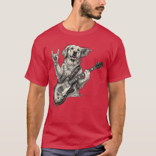 Golden Retriever spielt Gitarre Rockmusik Hundemut T-Shirt
