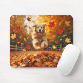 Golden Retriever Springen im Herbst Leaf Pile Mousepad (Mit Mouse)