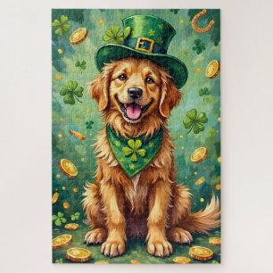 Golden Retriever St. Patrick's Day Glückshund Puzzle