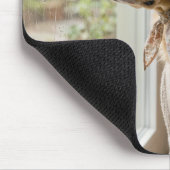 Golden Retriever starrt aus einem regnerischen Fen Mousepad (Ecke)