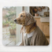 Golden Retriever starrt aus einem regnerischen Fen Mousepad (Vorne)