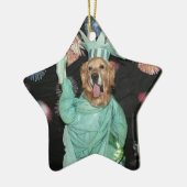 Golden Retriever Statue of Liberty Keramikornament (Links)