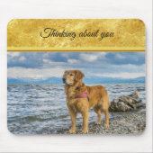 Golden Retriever stehend auf blauem Meeresfelsen Mousepad (Vorne)