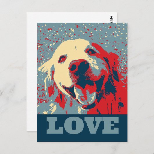 Golden Retriever Stilisierte Liebe Postkarte (Vorne/Hinten)