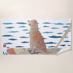 Golden retriever, Strand-Hund, modern Strandtuch