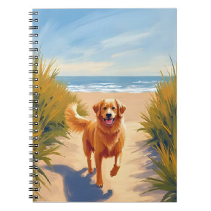 Golden Retriever Strandweg   Ocean Dog Haustier Notizblock