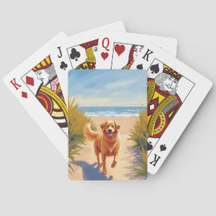 Golden Retriever Strandweg   Ocean Dog Haustier Spielkarten