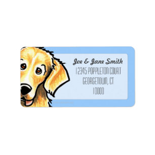 Golden retriever-Studio-Himmel-Blau Adressaufkleber