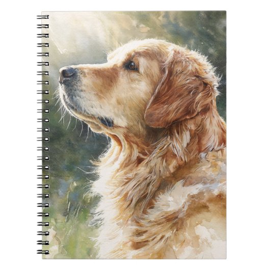 Golden Retriever Sunlit Portrait Notebook Notizblock (Vorderseite)