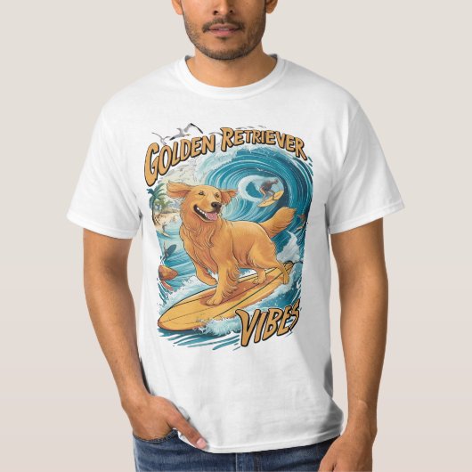 Golden Retriever Surfparadies T-Shirt (Vorderseite)