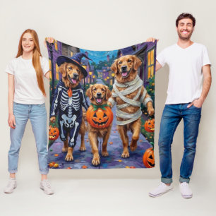 Golden Retriever Süßigkeitenbetteln Halloween Fleecedecke