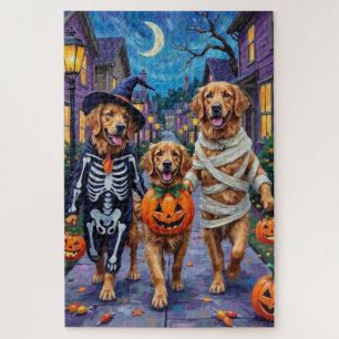 Golden Retriever Süßigkeitenbetteln Halloween Puzzle