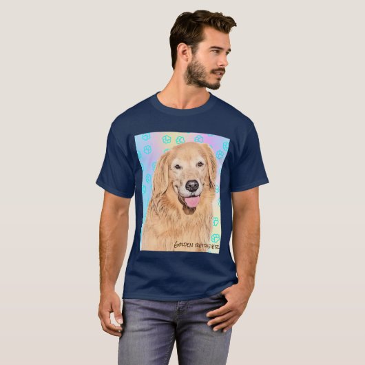 Golden retriever T-shirt with Paw print Tシャツ (Vorne ganz)