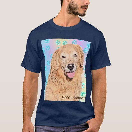 Golden retriever T-shirt with Paw print Tシャツ (Vorderseite)