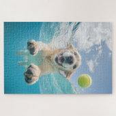 Golden Retriever Tauchen Tennis Ball Unterwasser Puzzle (Horizontal)