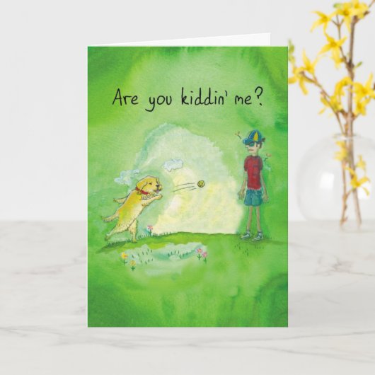 Golden Retriever Thrower - Funny Boss's Day Card Karte (Gelbe Blume)