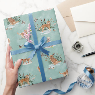 GOLDEN RETRIEVER TOILETE Aqua Geschenkpapier