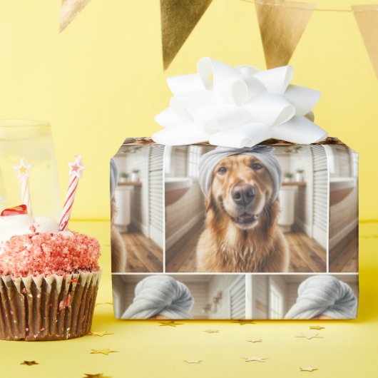 Golden Retriever Tragen ein Handtuch Turban Geschenkpapier (Geburtstagsparty)